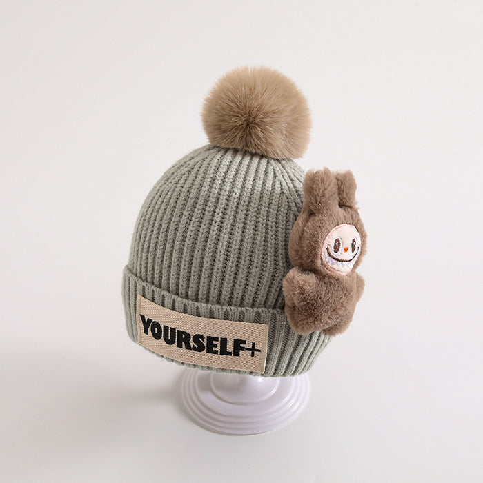 Wholesale Children' s hat winter knitted hat cartoon wool ball winter wool hat