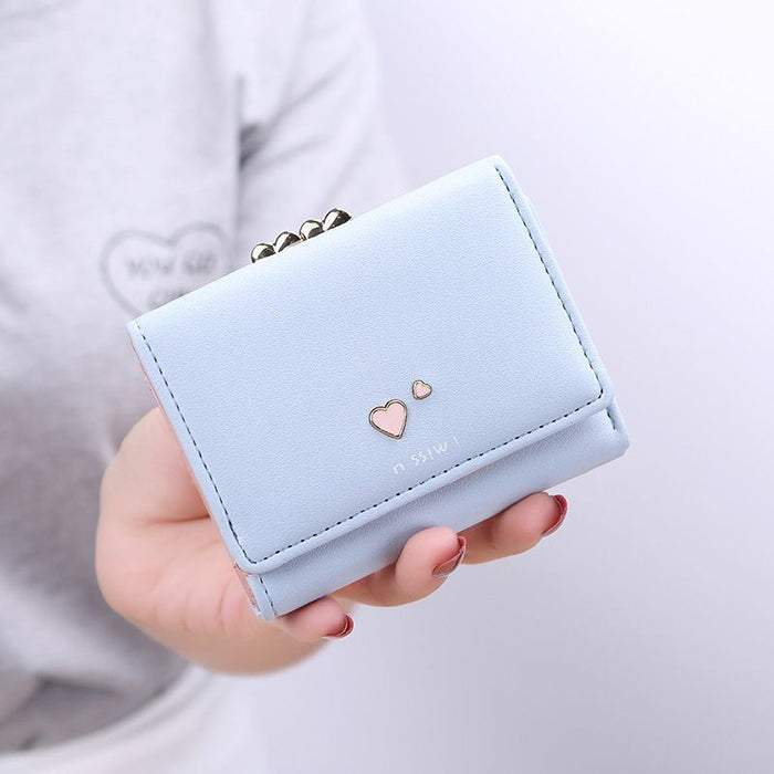 Wholesale Sweet Heart Wallet PU Leather Two Hearts Coin Purse Card Case Chic Boutique Fashion Accessory MOQ≥3