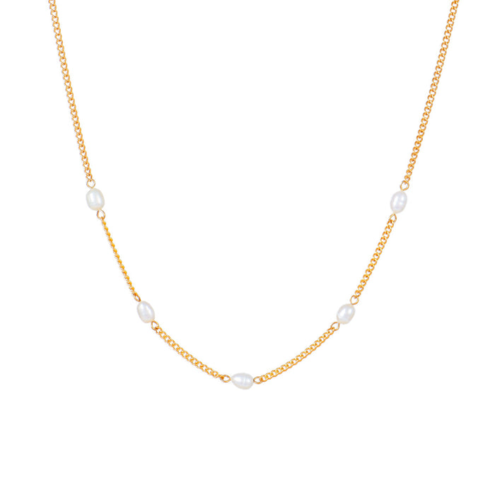 Wholesale Pearl necklace, fashionable stainless steel collarbone chain, handmade chain jewelry