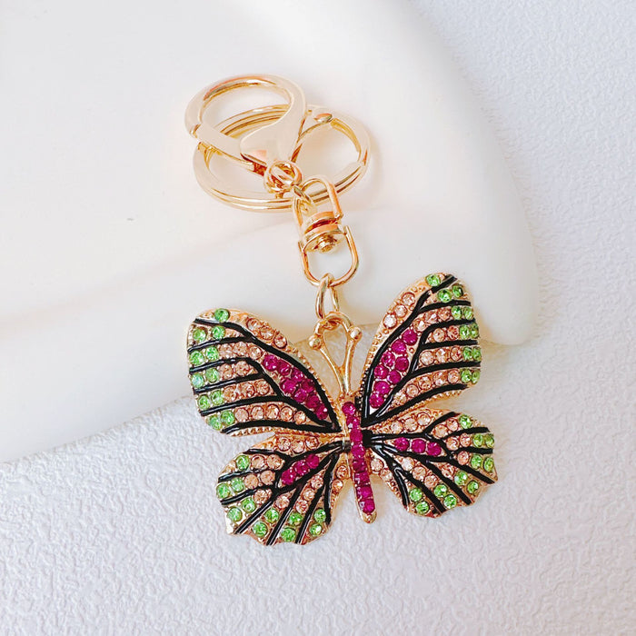 Wholesale Rhinestone Painted Colorful Butterfly Zinc Alloy Keychain JDC-KC-ZhanLun007