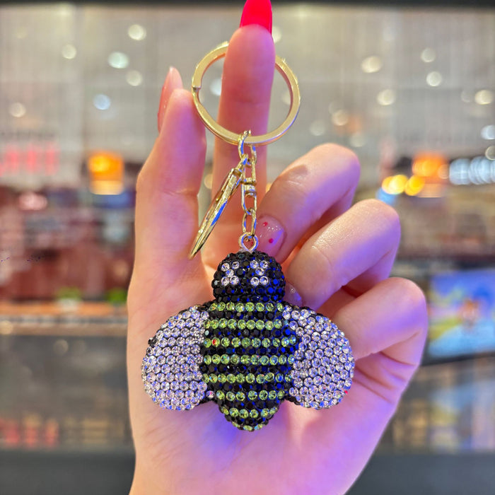 Wholesale 3D Rhinestone Bee Keychain For Women Party Bag Charm Decorative Accessory