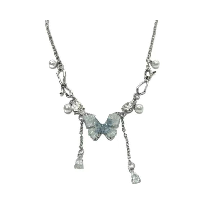 Wholesale Butterfly tassel necklace, light luxury, high-end temperament, fashionable necklace, versatile collarbone necklace, necklace accessory