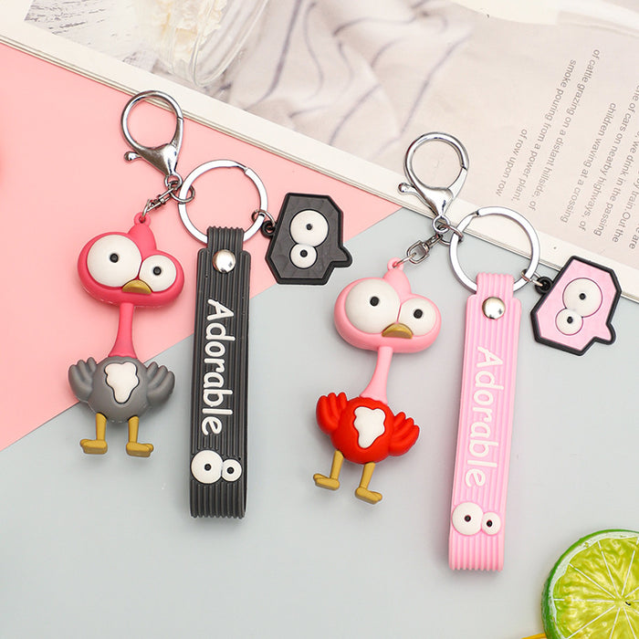 Wholesale Creative Cartoon Three-dimensional Doll Ostrich Silicone Keychain JDC-KC-BenX005