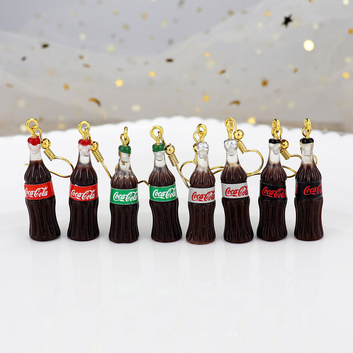 Wholesale Cartoon Beverage Bottle Resin Earrings JDC-ES-niqing027