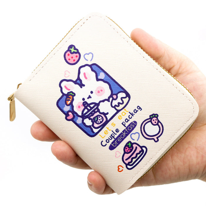 Wholesale cute fresh sweet women's wallet cartoon PU leather embossed wallet coin purse short pull wallet