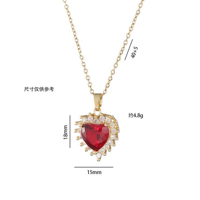 Wholesale Necklace Love Zircon Flower Niche Fashion New Style Design Pendant Temperament Set Titanium Steel Necklace