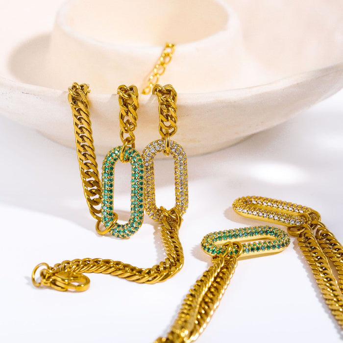 Wholesale Punk Rock Heavy Industry Diamond Geometric Choker Collarbone Necklace set