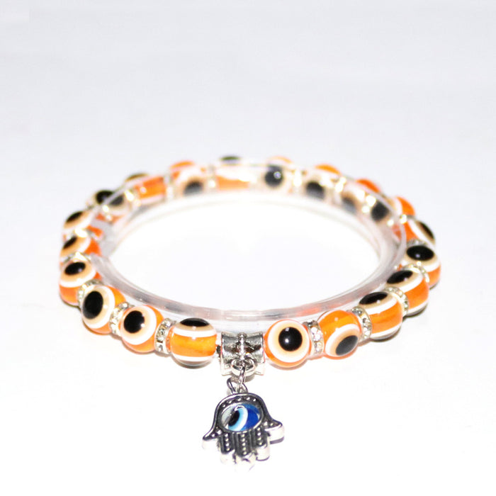 Wholesale Devil's eye Evil eye Palm Pendant Bracelet Evil eye Beaded Elastic Bracelet for Women