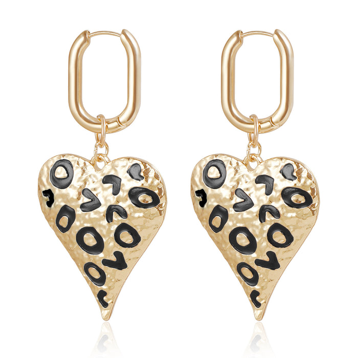 Wholesale drop oil spot heart ear buckle earrings