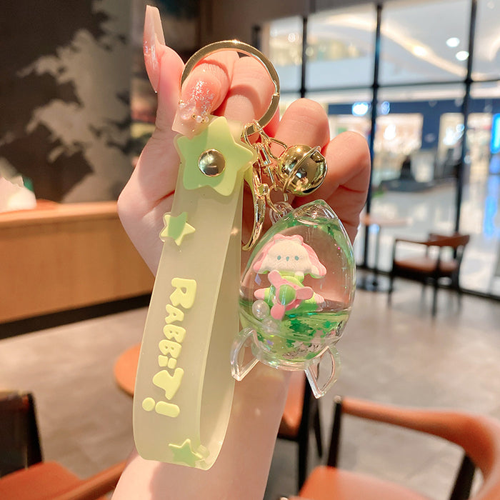 Wholesale Cute Donut Design Crystal Sand Floating Keychain Acrylic Accessory