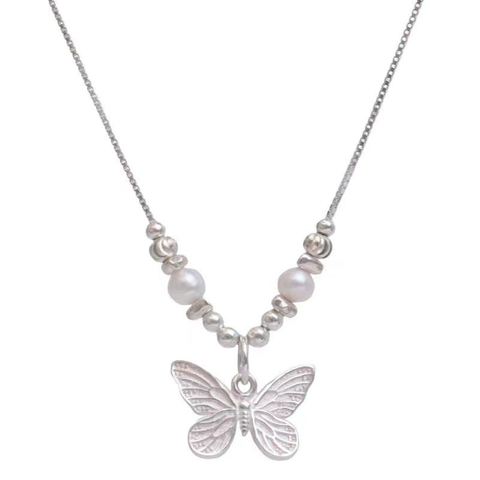 Wholesale Pearl butterfly necklace with versatile temperament, high-end feel, light luxury, niche design, collarbone chain accessories