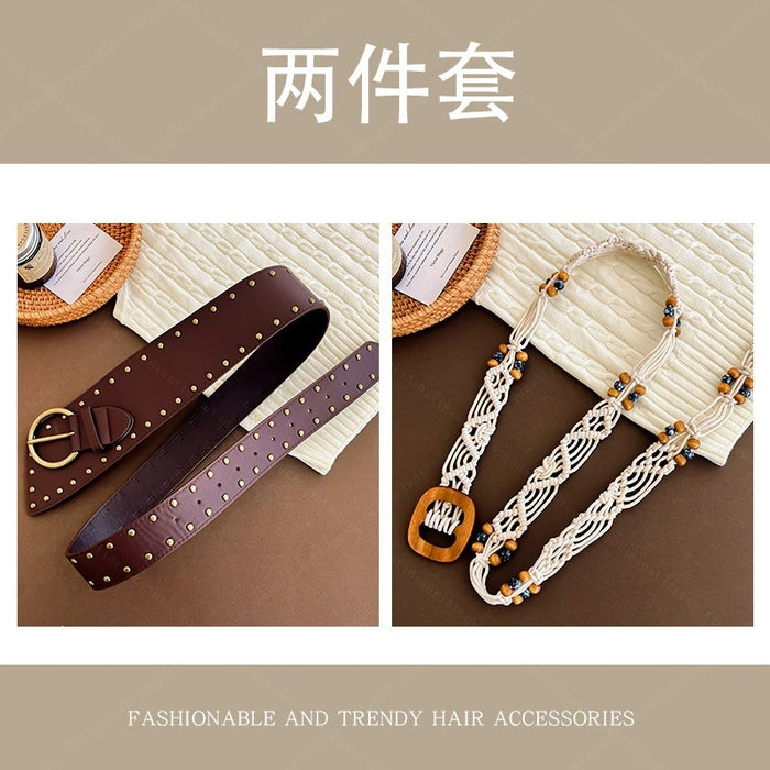 Wholesale Boho Woven Waist Belt For Women Retro Butterfly Design Belt Dress Accessory Summer Vacation Style