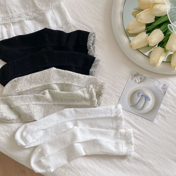 Wholesale Bow tie pile socks, mesh eye tube socks, boneless breathable