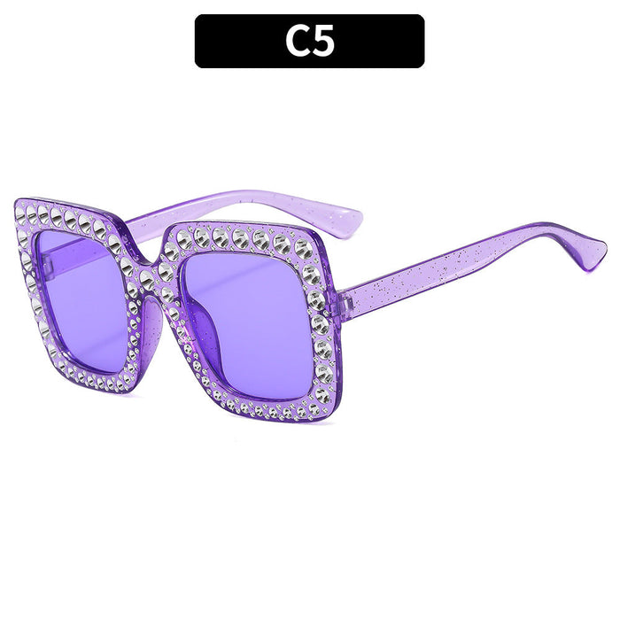 Wholesale Glitter Gold Powder Multi-color Square Rhinestone PC Sunglasses JDC-SG-XIa066