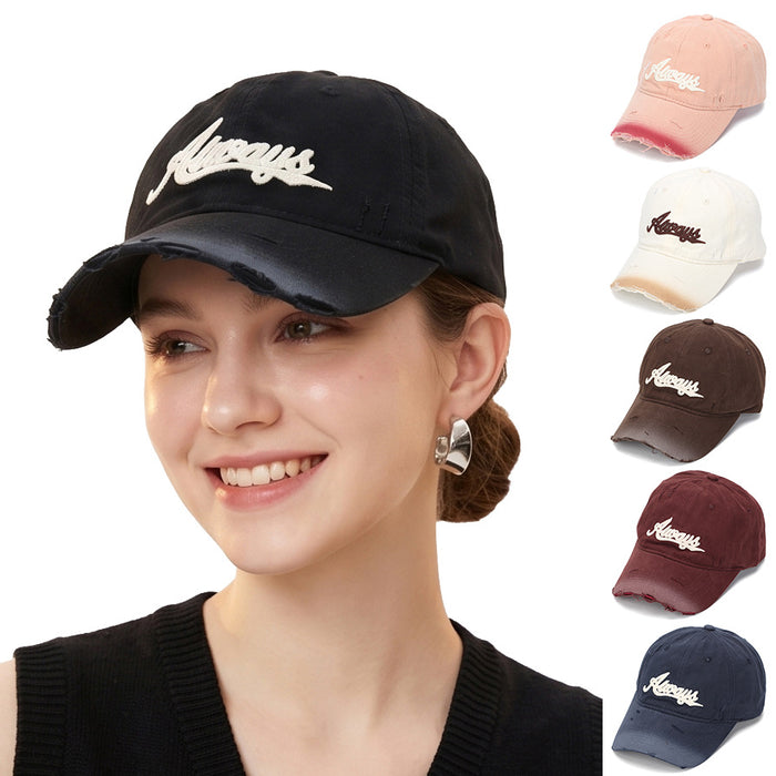Wholesale Distressed Embroidered Baseball Cap - Always Design Unisex Casual Sun Hat for Everyday Wear