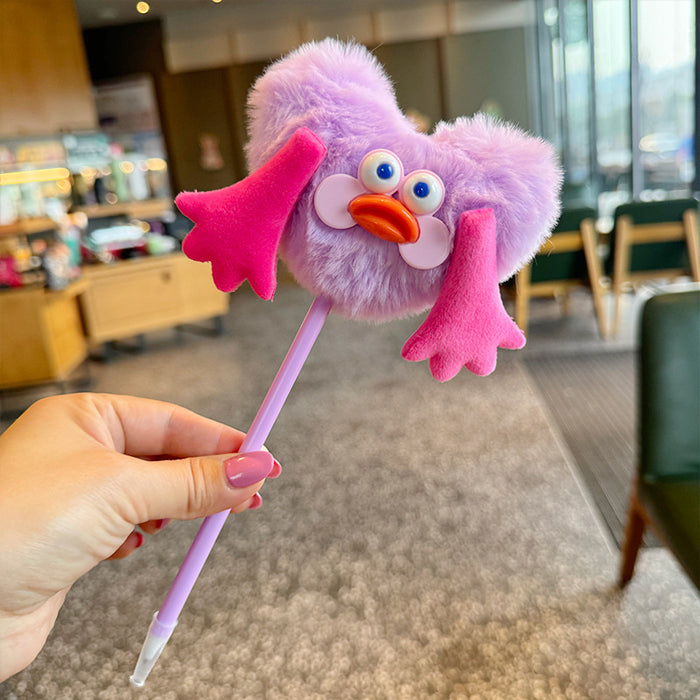 Wholesale Cartoon hair ball student creative ballpoint pen children cute stationery plush hand account