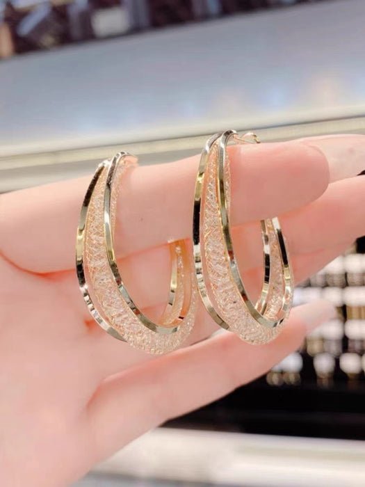 Wholesale Metal gold-plated crystal earrings