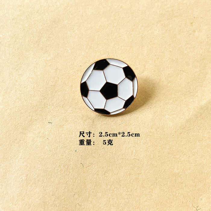 Wholesale Football cartoon brooch, basketball badminton, cute metal personalized badge, clothing bag accessories