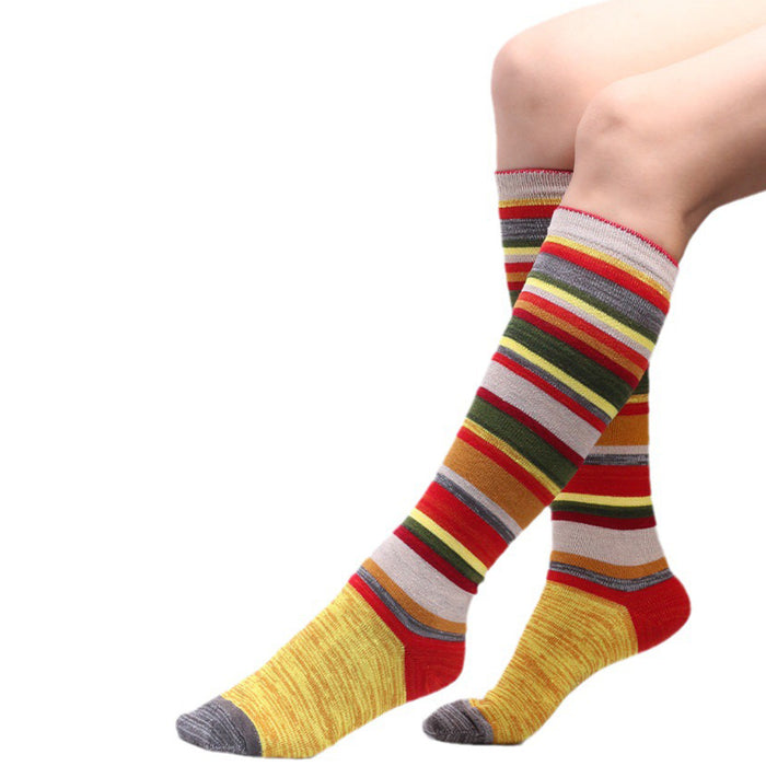 Wholesale Color Striped Women's Long Halloween Christmas Knee-high Cotton Socks JDC-SK-XQ030