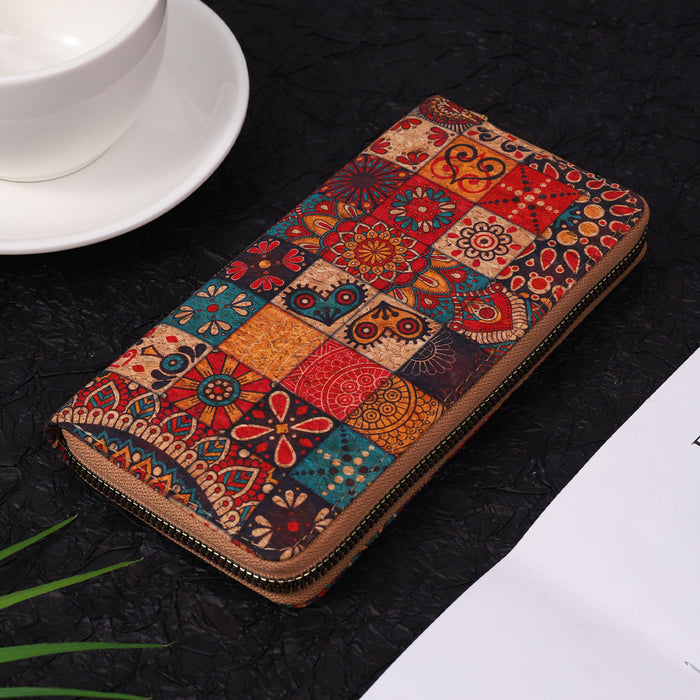 Wholesale PU Multi-function Wallet Wood Grain Multi-card Slots Ladies Long Wallet JDC-WT-HuLi003