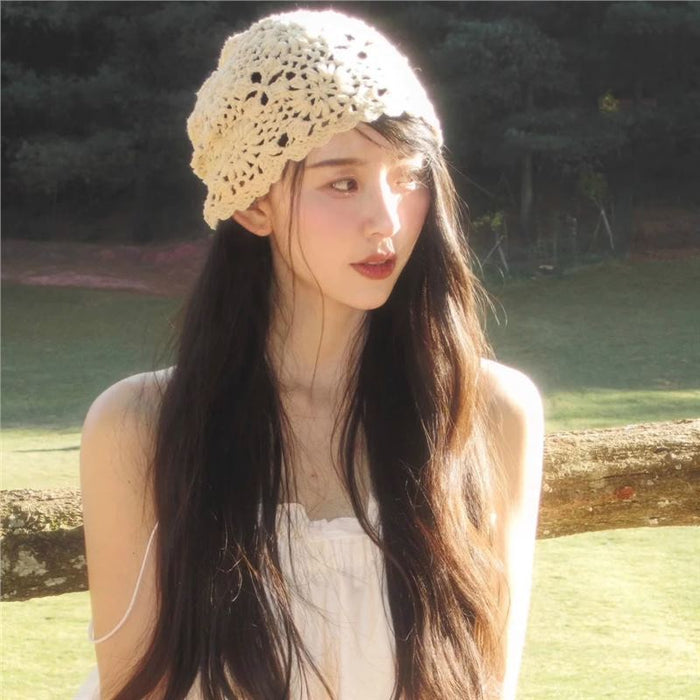Wholesale Summer thin hollowed out handmade crochet knitted hat, fashionable women's summer thin toe cap