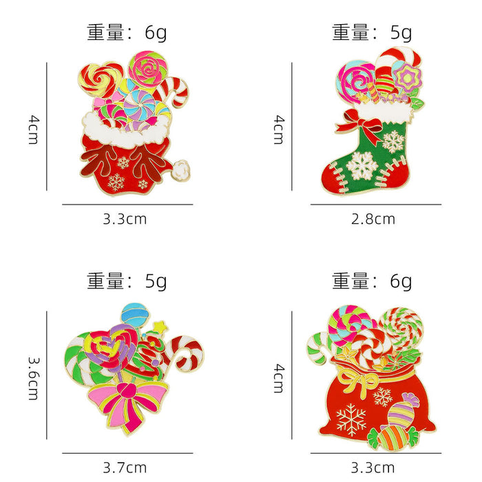 Wholesale Christmas cute badge brooch environmentally friendly zinc alloy imitation enamel drip oil Christmas candy  schoolbag decoration