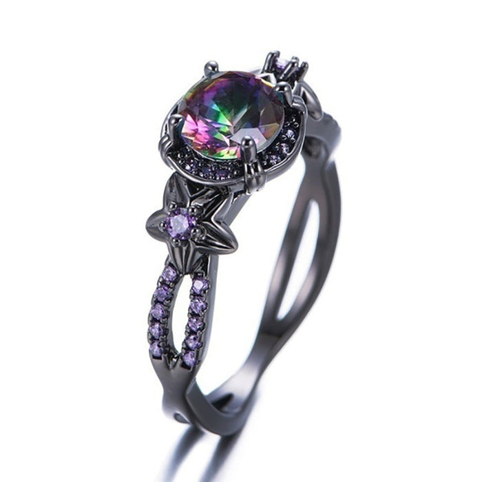 Wholesale Rings Black gold skull purple zircon ring  JDC-RS-HuaJ001