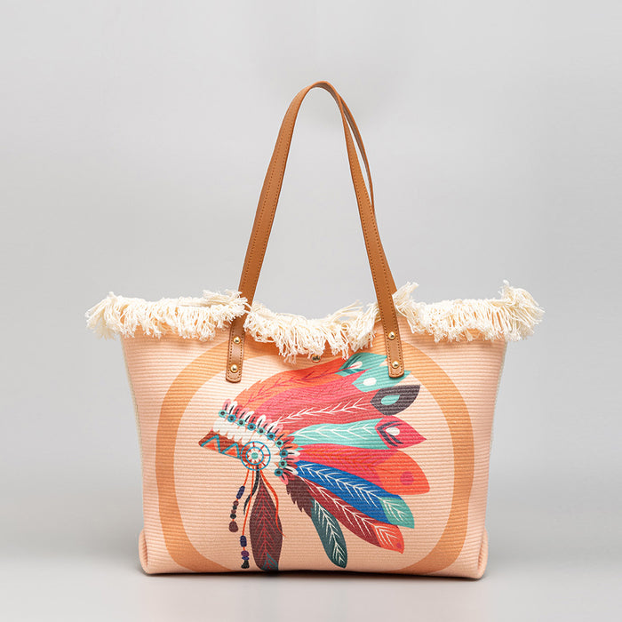 Wholesale Commuter Shoulder Bag Printed Tote Bag Niche Design Bohemian Canvas Women's Bag