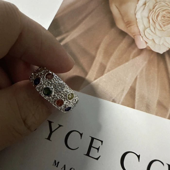 Wholesale Silver Ring Set with Colored Gemstones