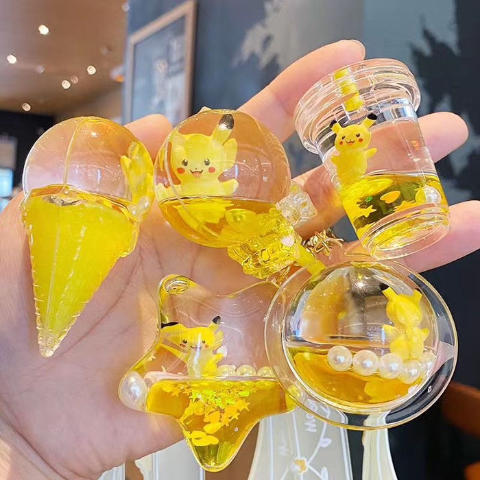 Wholesale  Crystal Floating Bottle Keychain Girl's Heart Cute Oil Pendant Pendant Creative Car KeyChain