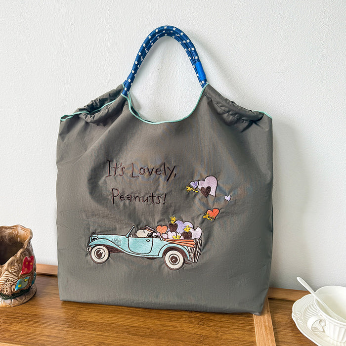 Wholesale Canvas bag embroidery shopping bag tote bag large capacity bag women' s handbag crossbody bag