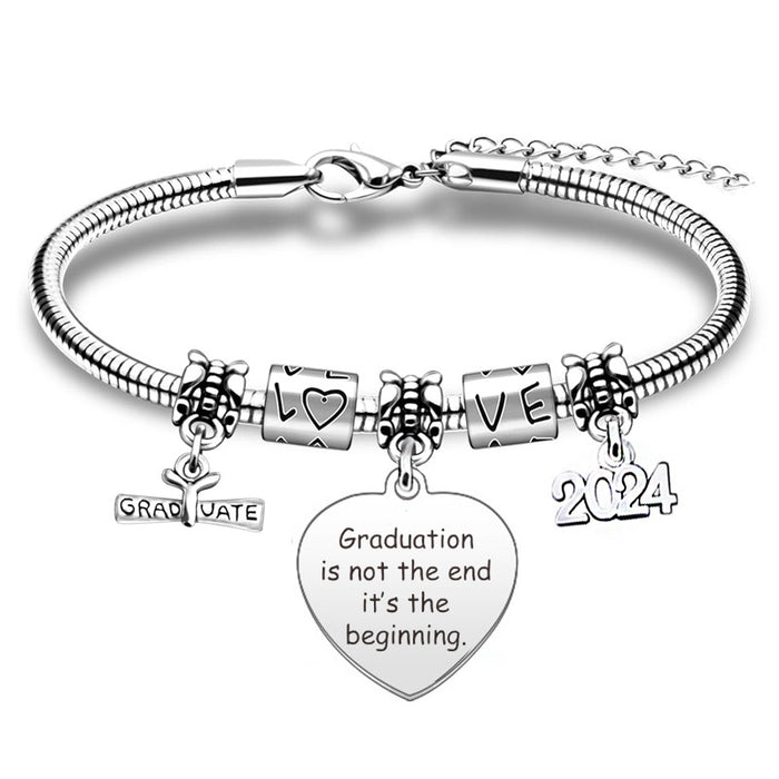 Wholesale Class of 2024 Stainless Steel Engraving Graduation Gift Bracelet JDC-BT-XKa001