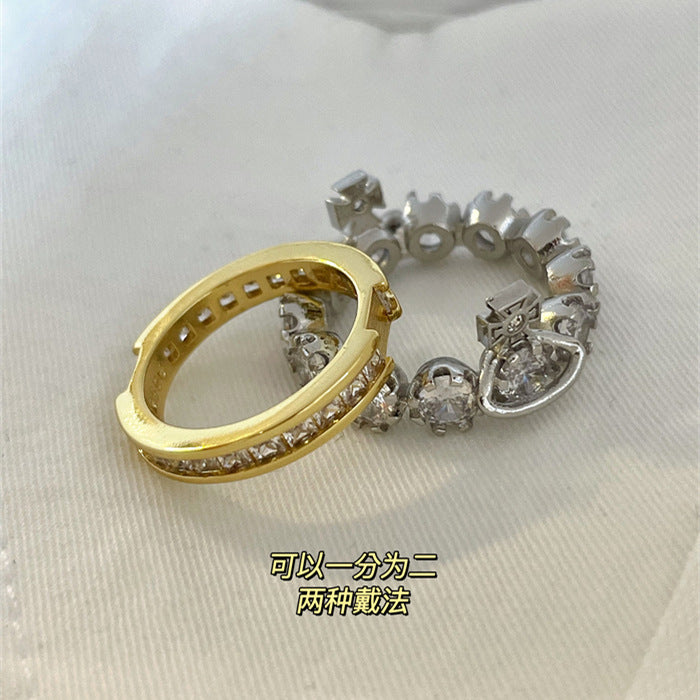Wholesale Saturn Double-layer Detachable Diamond Crown Copper Ring JDC-RS-DouYin002