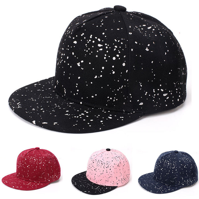 Wholesale Trendy Inkjet Print Kids Flat Brim Baseball Cap Adjustable Black Casual Street Style