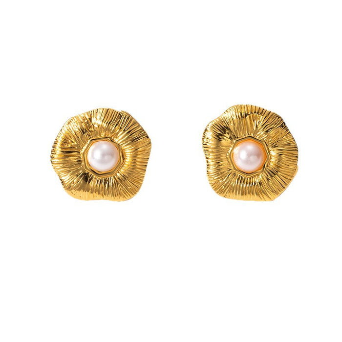 Wholesale Retro-style personalized flower electroplated stud earrings