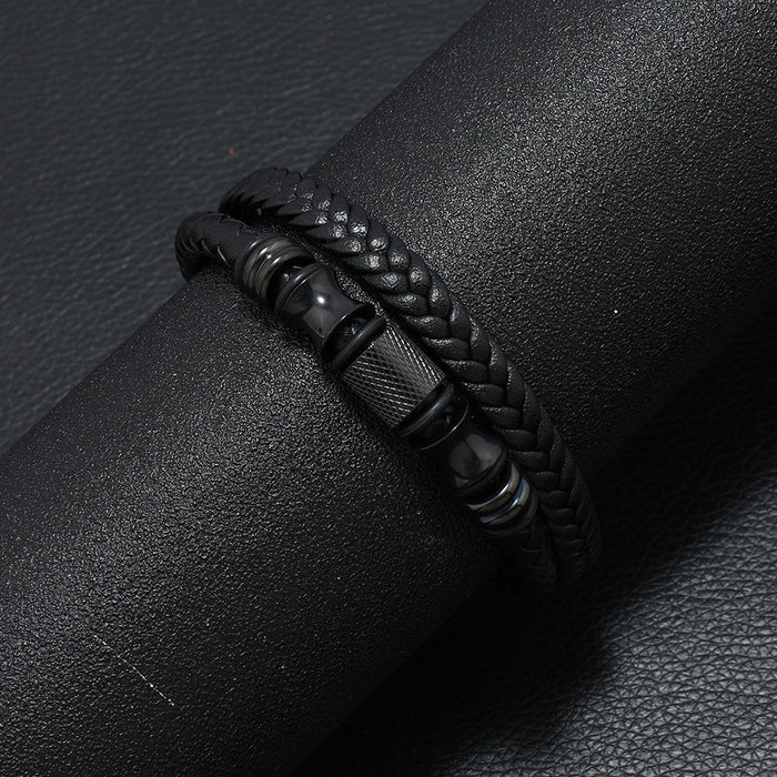 Wholesale Leather Rope Braided Men's Alloy Bracelet Simple JDC-BT-XH016