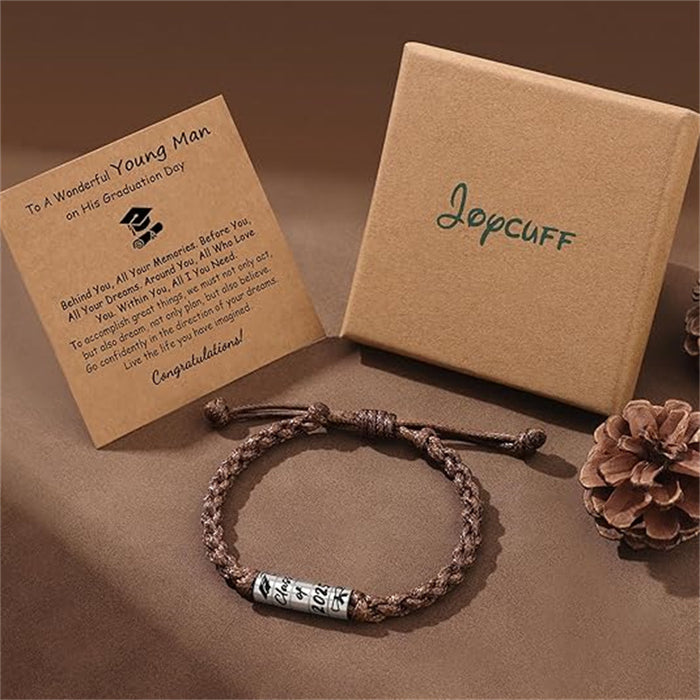 Wholesale New Brown Stainless Steel Flat Bracelet Hand Woven Men's Bracelet