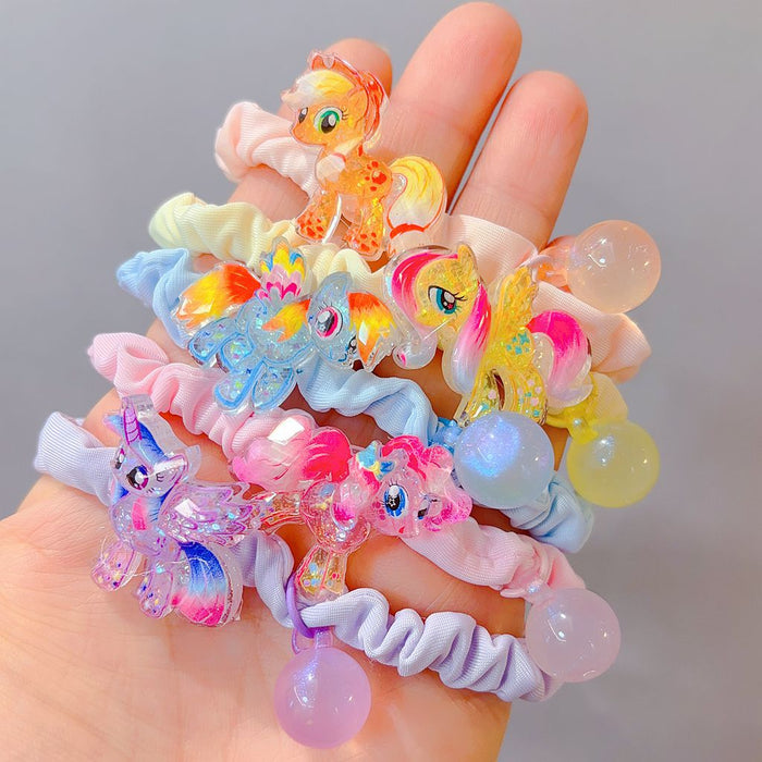 Wholesale 5pcs/ set Cartoon Jelly Colorful Pony Hair Tie Beaded Hair Tie