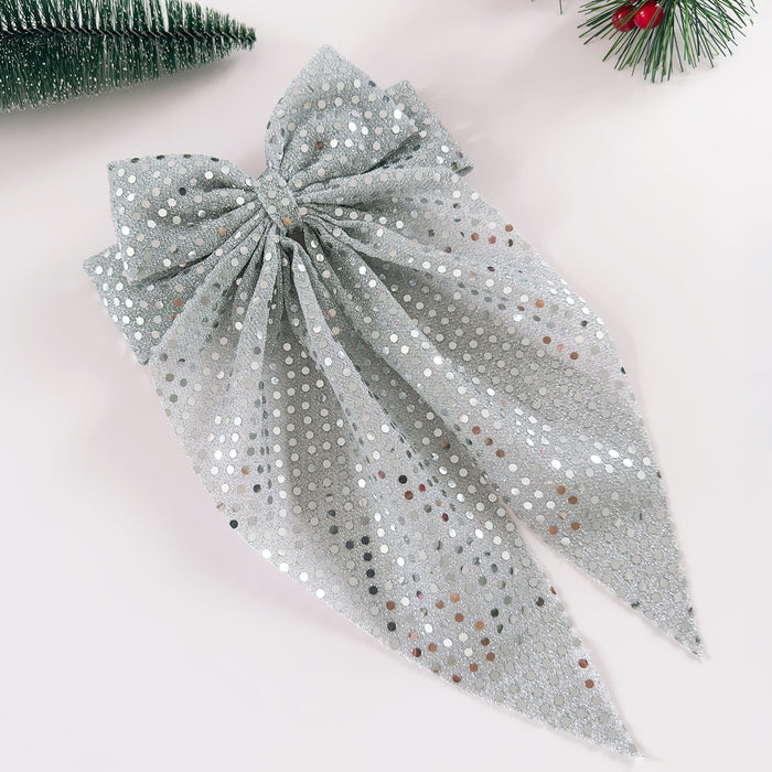 Wholesale Polka dot sequined bow hairpin hair accessories mesh ribbon spring clip hairpin Christmas holiday dress headdress