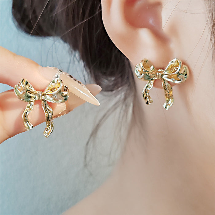 Wholesale Bow earrings with versatile temperament, exquisite and luxurious, niche earrings