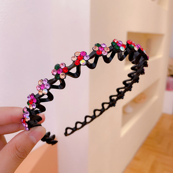 Wholesale Plastic Rhinestone Plum Blossom Wave Hair Hoop JDC-HD-JunJie002