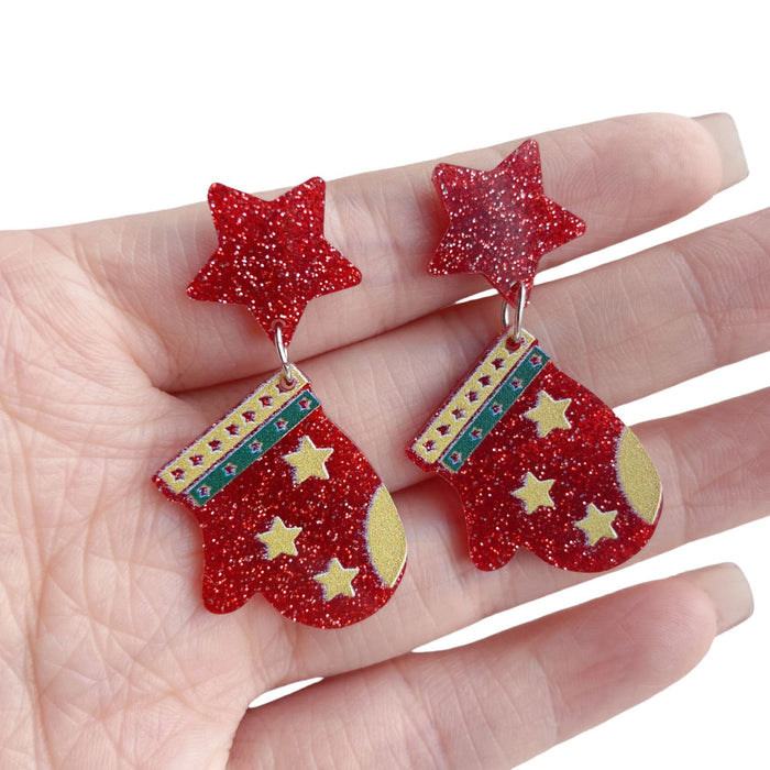 Wholesale Christmas series holiday earrings Christmas balls socks gloves Christmas tree acrylic earrings