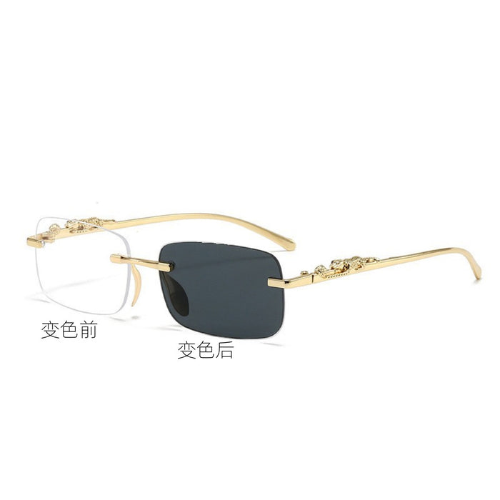 Wholesale Metal frameless glasses, personalized cut edge sunglasses, colored lenses, retro sunglasses, color changing sunglasses