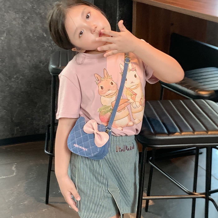 Wholesale Children' s bags autumn and winter new cute cat embroidery girl handbags cute bow kitten parent-child crossbody bag