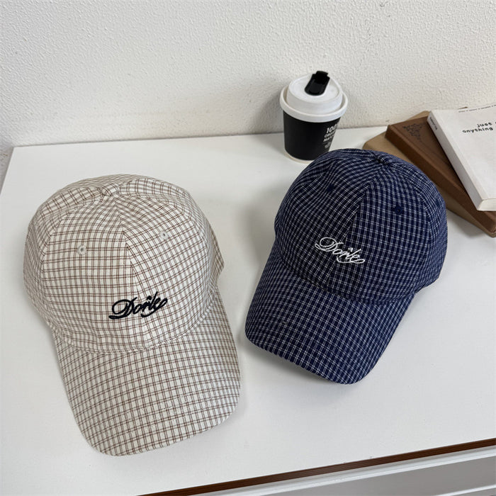 Wholesale Spring and Summer Brand Letter Embroidered Soft Top Baseball Cap Women's  Fashion  Plaid Cap