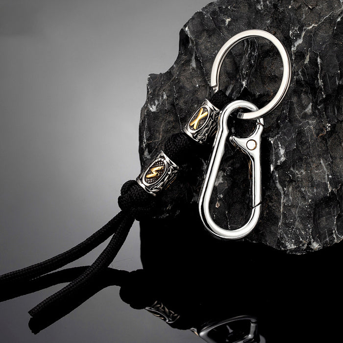 Wholesale Woven rope keychain, stainless steel keychain, bag hanging rope