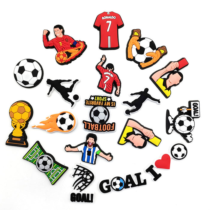 Wholesale 10PCS Cartoon Football Sports Series PVC Hole Shoes Shoe Buckle JDC-SC-WanX008