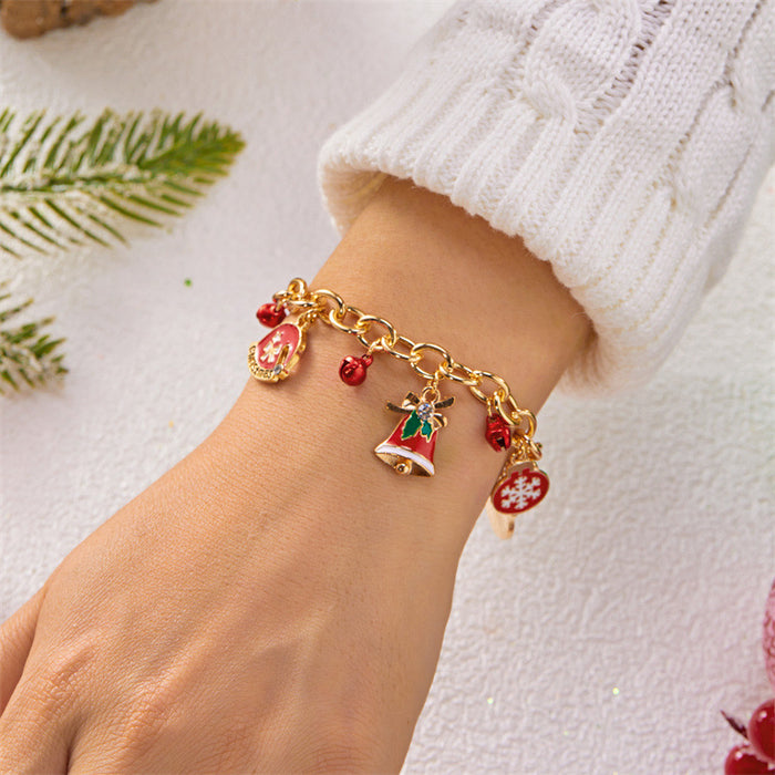 Wholesale Drip Oil Finish Alloy Christmas Bracelet with Santa and Elk Fashion Gift Accessory