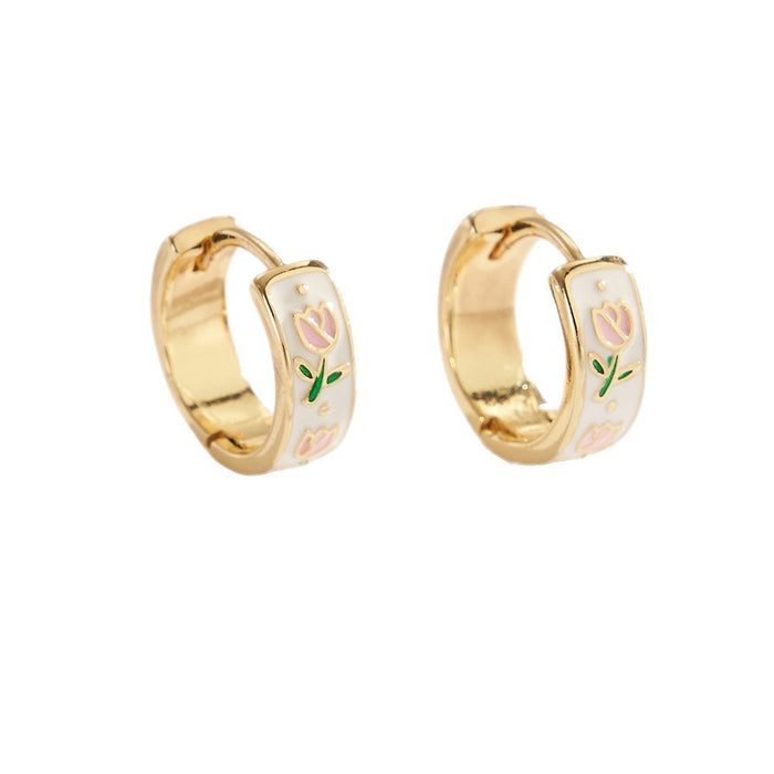 Wholesale Tulip Earrings Women's Vintage Enamel Fresh Flower Earrings