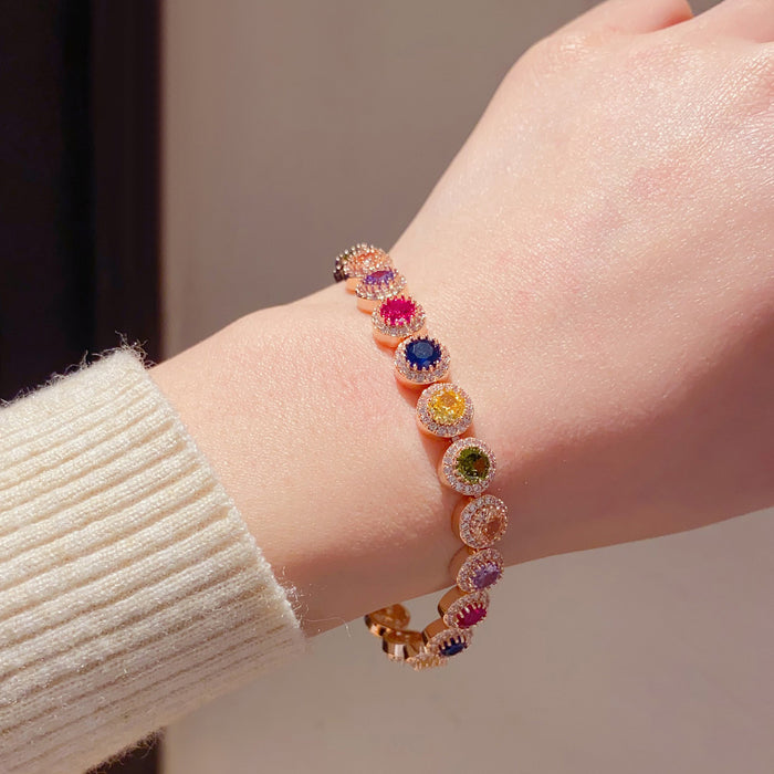 Wholesale Rainbow Round Zircon Bracelet Jewelry Accessory